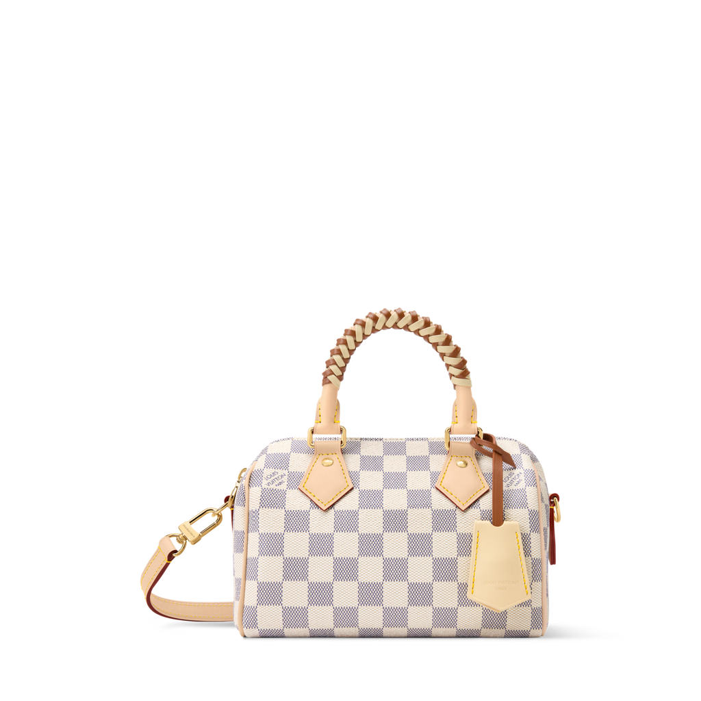 Speedy Bandoulière 20 Damier Azur Coated Canvas Banana Yellow Gold-Toned Hardware