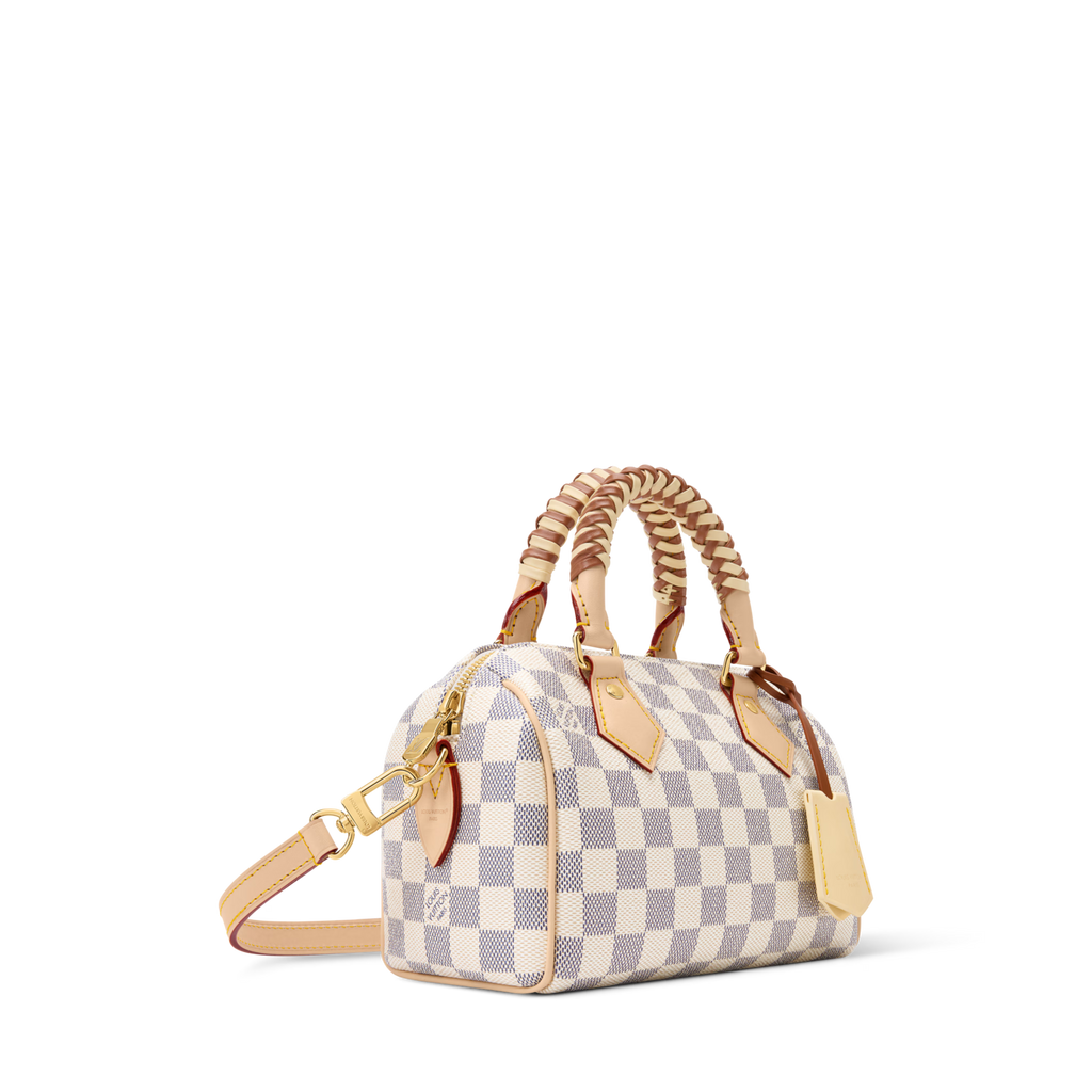 Speedy Bandoulière 20 Damier Azur Coated Canvas Banana Yellow Gold-Toned Hardware