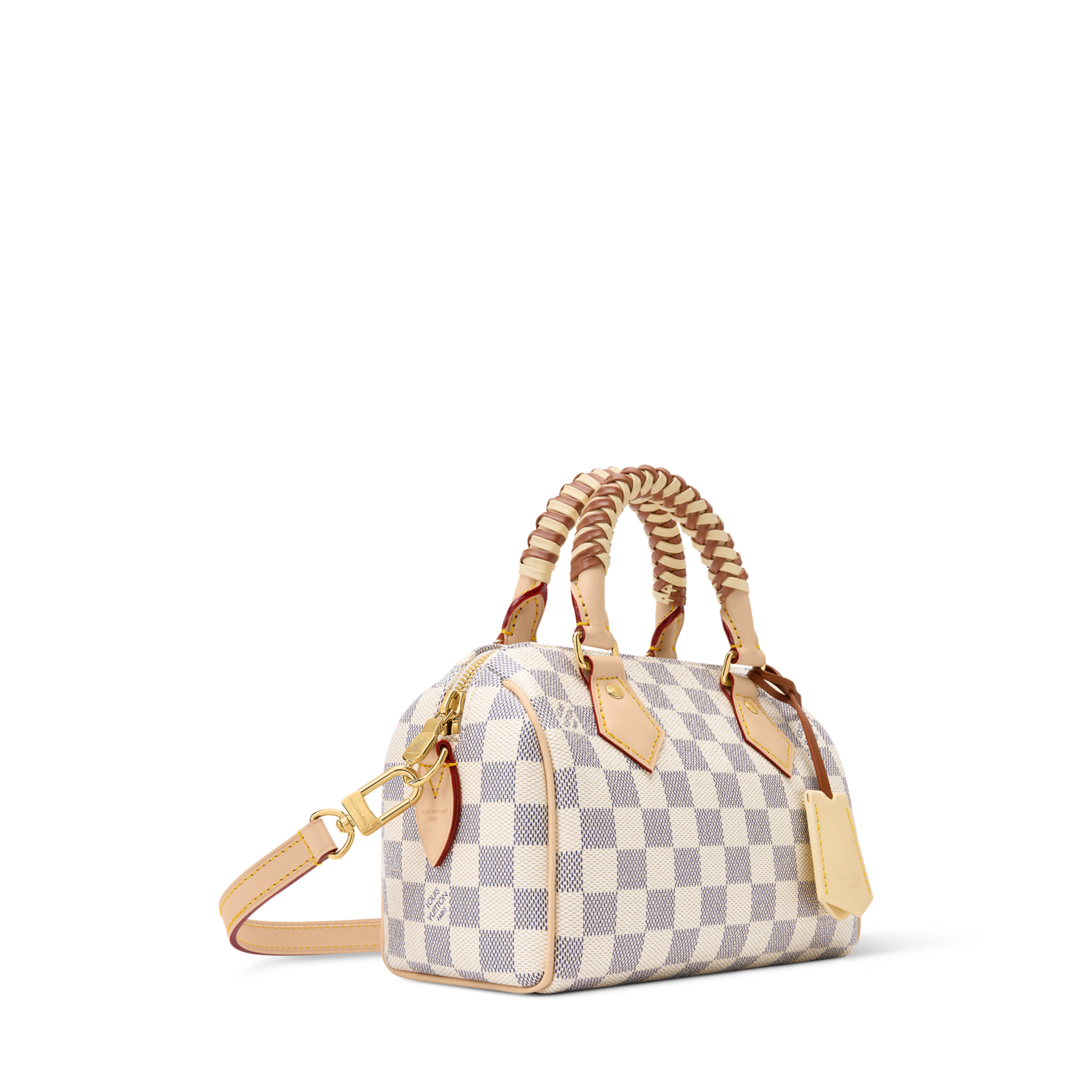 Speedy Bandoulière 20 Damier Azur Coated Canvas Banana Yellow Gold-Toned Hardware