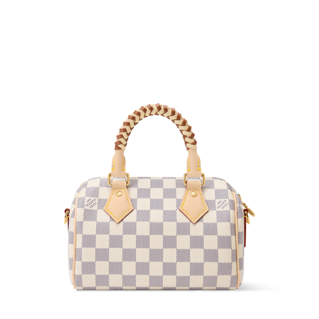 Speedy Bandoulière 20 Damier Azur Coated Canvas Banana Yellow Gold-Toned Hardware