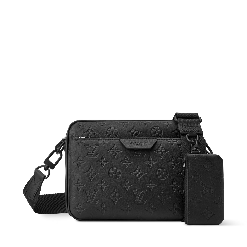 Trio Messenger Monogram Shadow Calf Leather Black Black-Tone Hardware