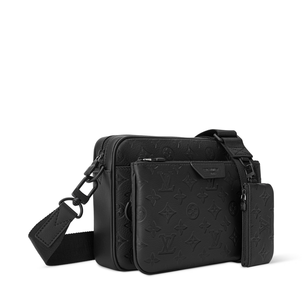 Trio Messenger Monogram Shadow Calf Leather Black Black-Tone Hardware