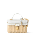Vanity Chain Pouch Rattan Leather Snow Gold-Toned Hardware