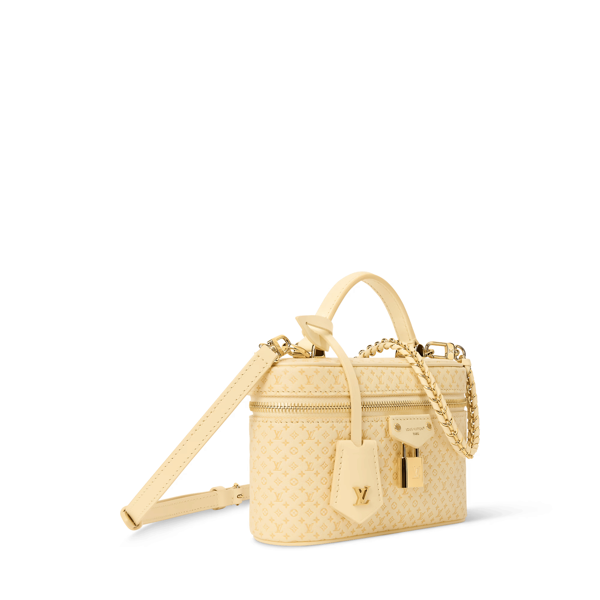 Vanity Chain Pouch Banana Calfskin Leather Gold-Toned Hardware