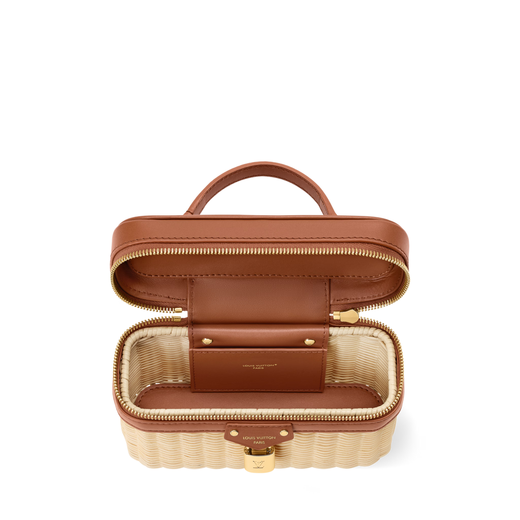 Vanity Chain Pouch Rattan Brown Gold-Toned Hardware