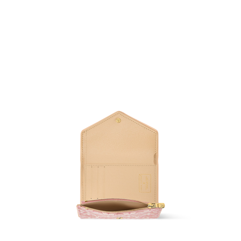 Victorine Wallet Monogram Emblème Rose Ruban Jacquard Textile Gold-Toned Hardware