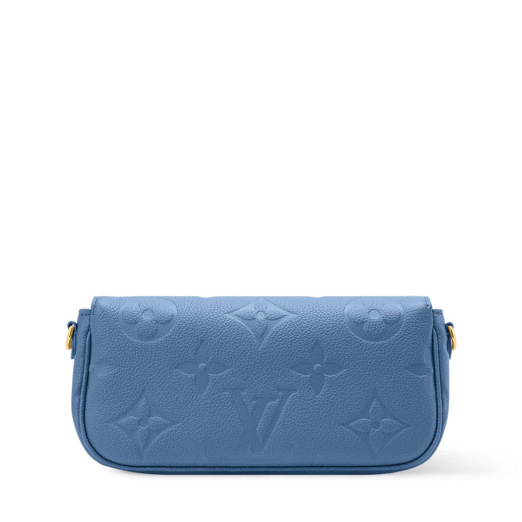Wallet On Chain Ivy Blue Jean Monogram Empreinte Leather Gold-Toned Hardware