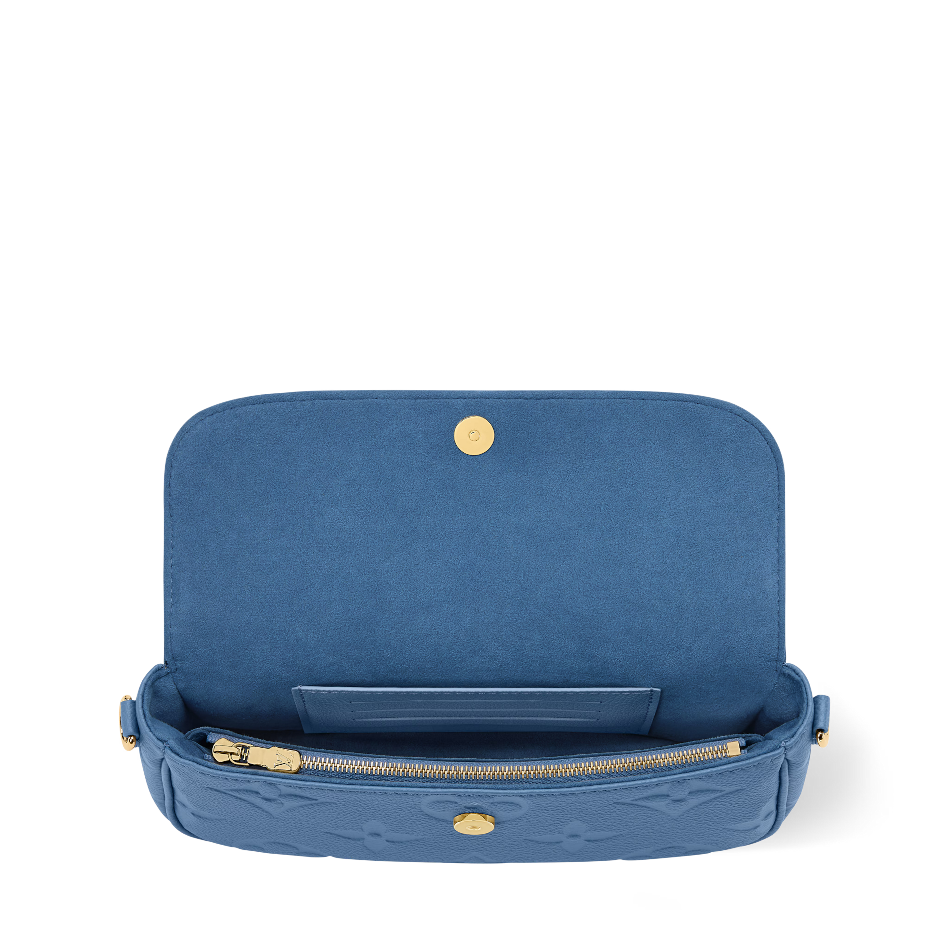 Wallet On Chain Ivy Blue Jean Monogram Empreinte Leather Gold-Toned Hardware