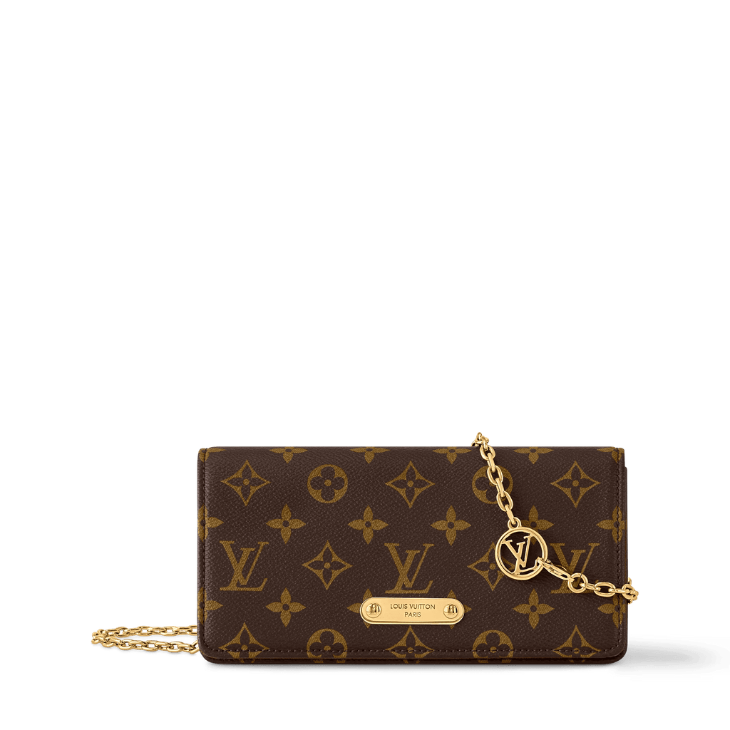 Wallet On Chain Lily Monogram Coated Canvas Gold-Color Hardware