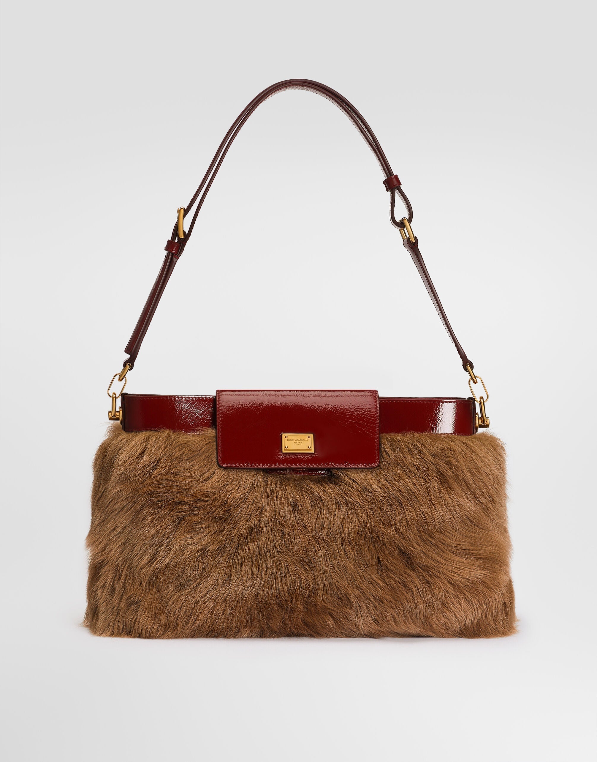 Vittoria Shoulder Bag Fur and Calfskin Multicolor Vintage Brass-Toned Hardware