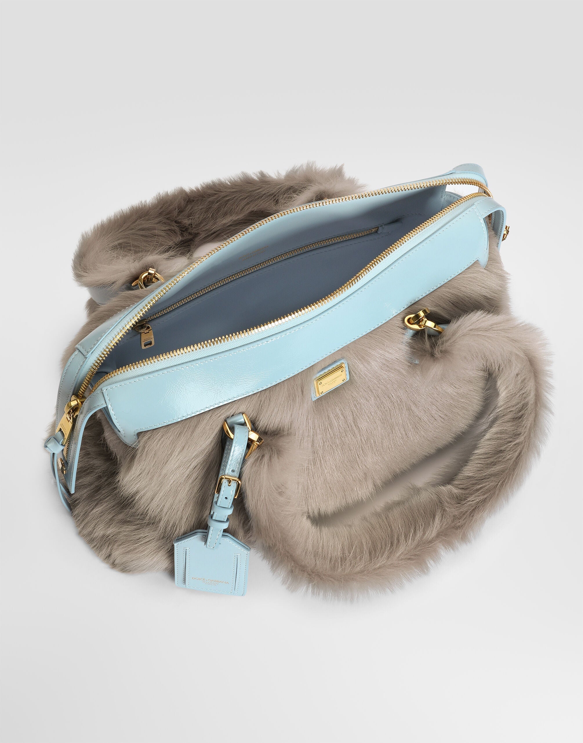 Vittoria Shoulder Bag Shearling Calfskin Multicolor Vintage Brass Hardware