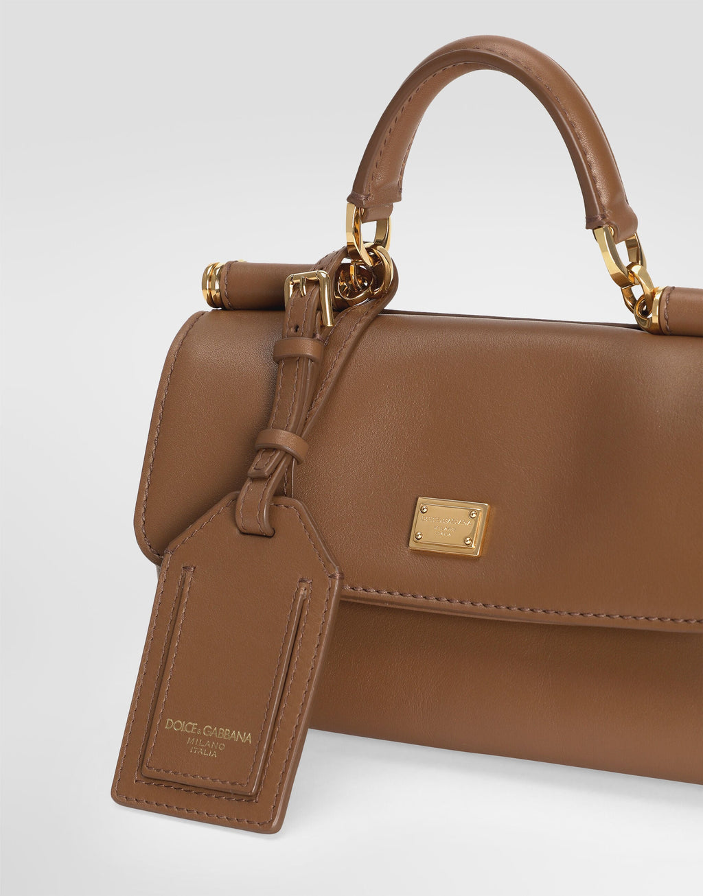 Mini My Sicily Handbag Plongé Calfskin Brown Vintage Brass Hardware