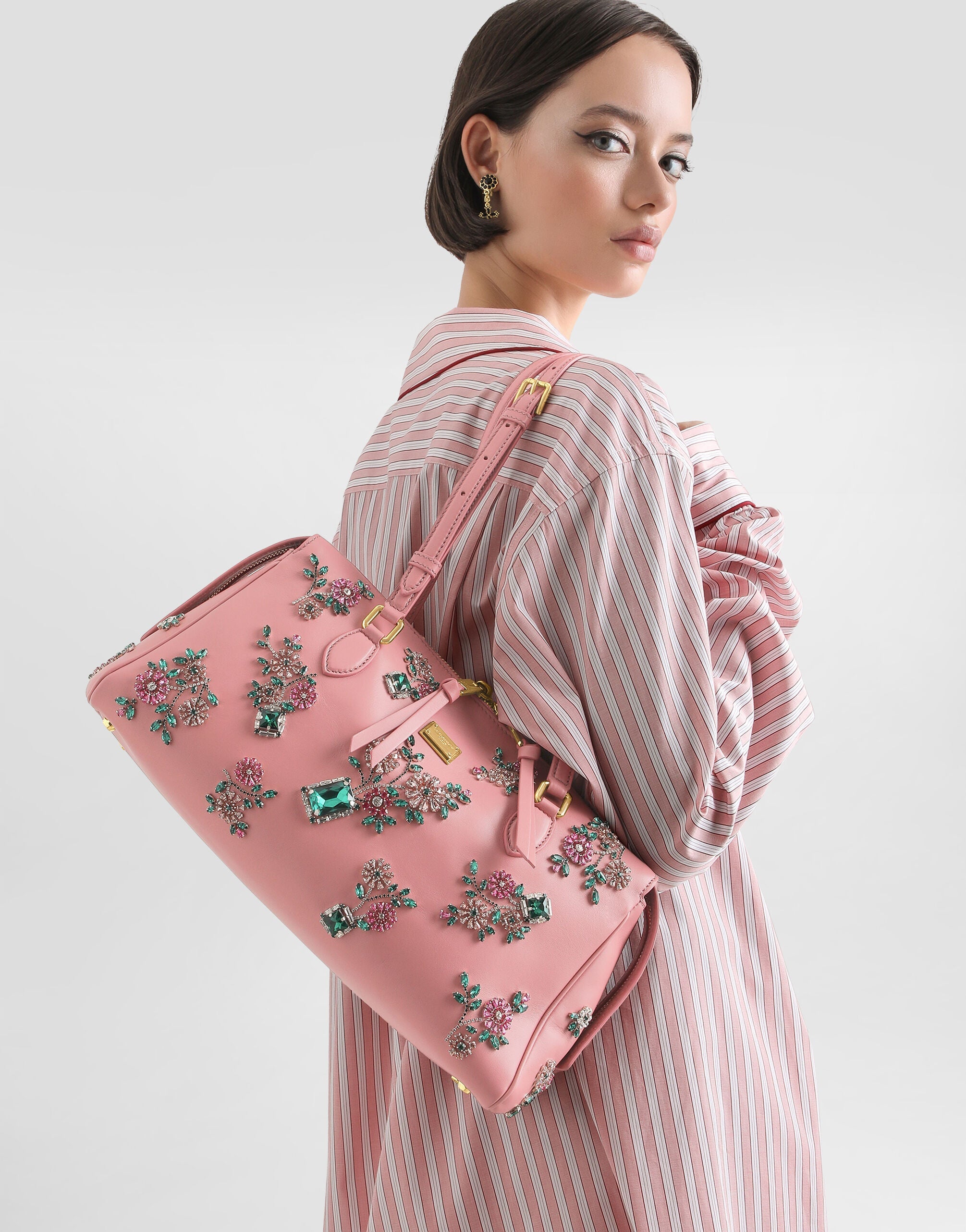 Medium Vittoria Handbag with Embroidery Multicolor Vintage Brass Hardware