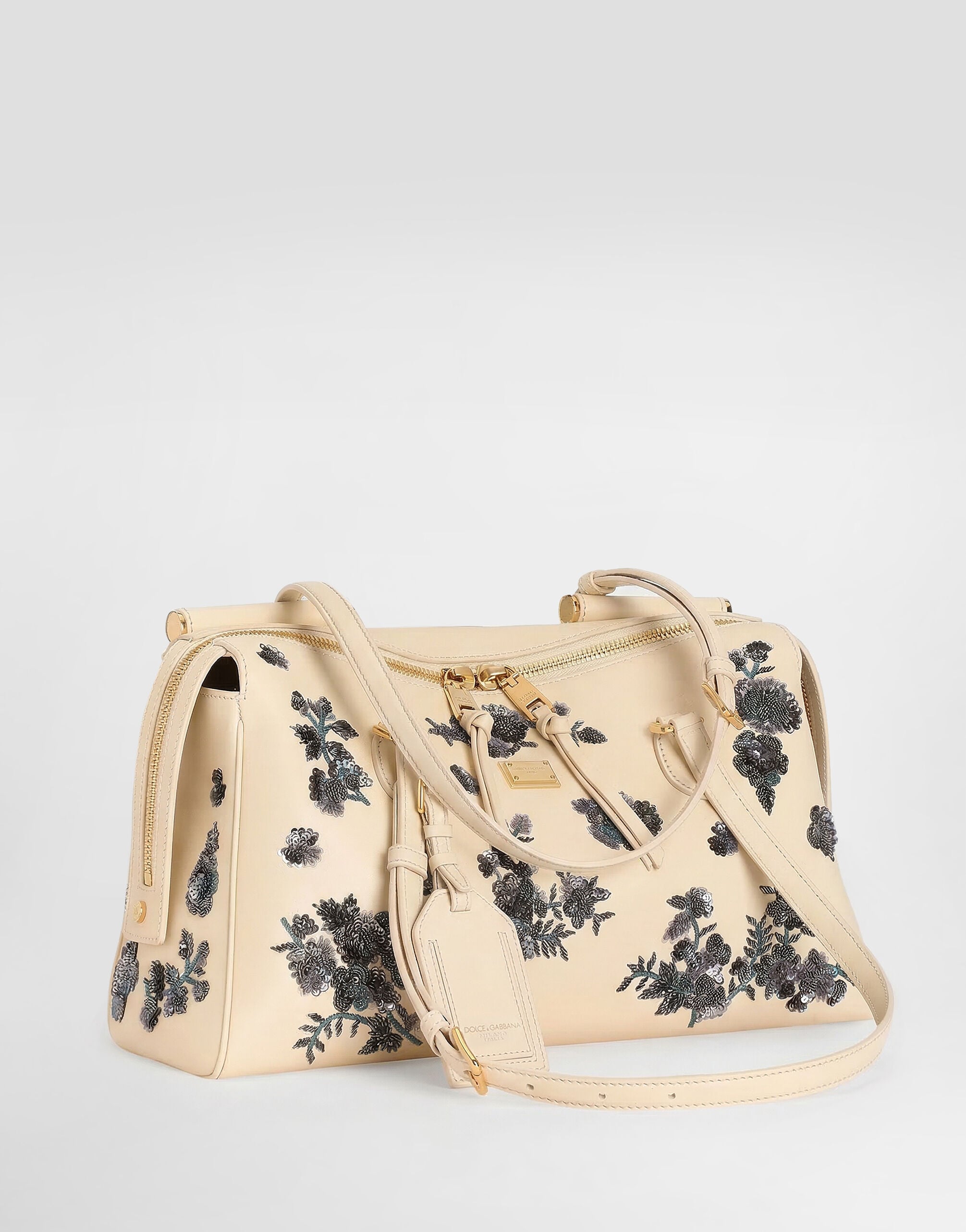 Medium Vittoria Handbag with Embroidery Multicolor Vintage Brass Hardware