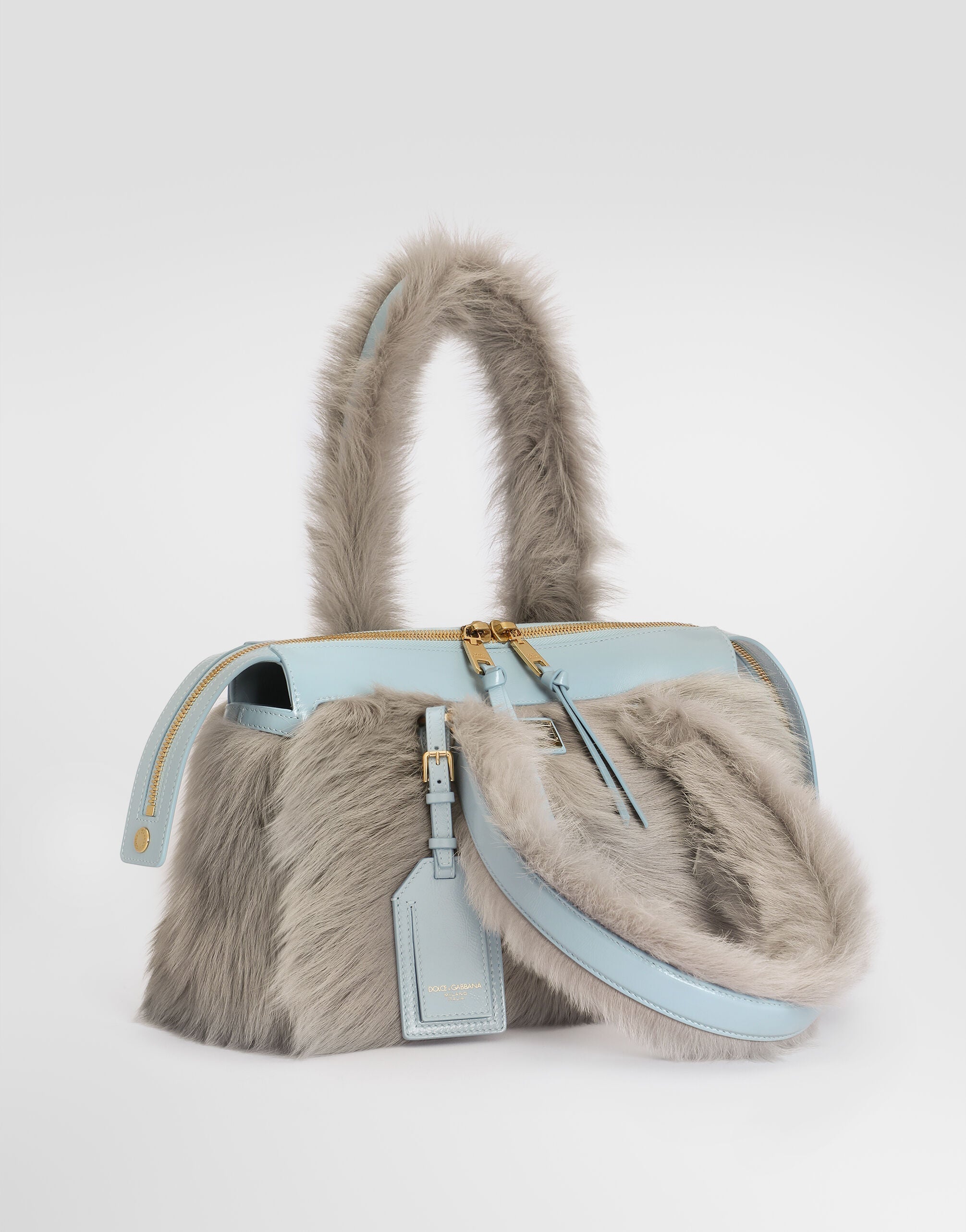Vittoria Shoulder Bag Shearling Calfskin Multicolor Vintage Brass Hardware