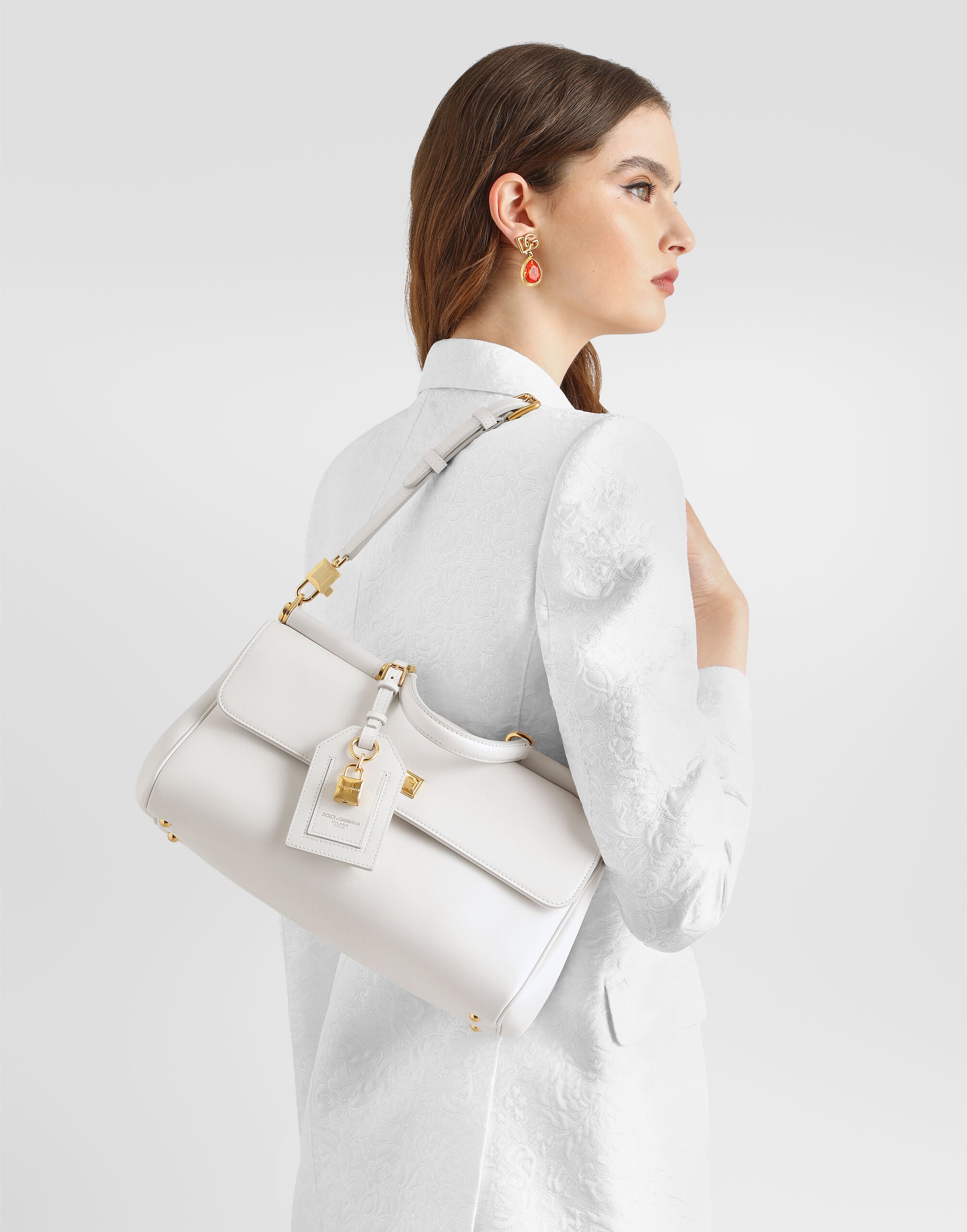 Medium My Sicily Handbag Plongé Calfskin Leather White Gold-Toned Hardware