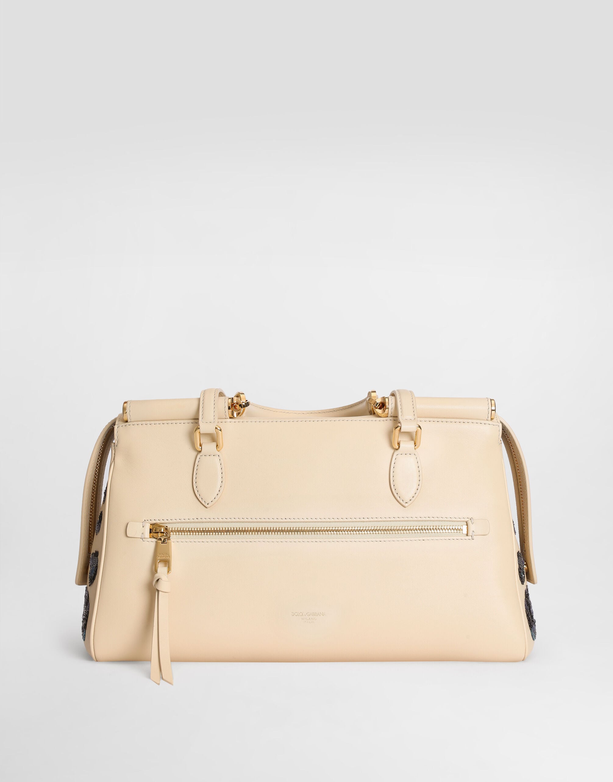 Medium Vittoria Handbag with Embroidery Multicolor Vintage Brass Hardware