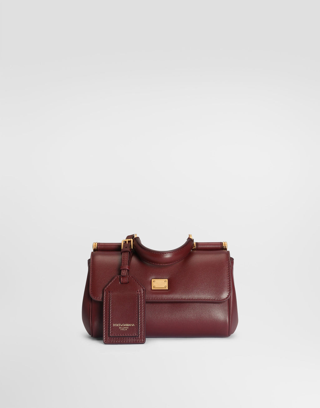 Mini My Sicily Handbag Plongé Calfskin Leather Bordeaux Brass-Toned Hardware