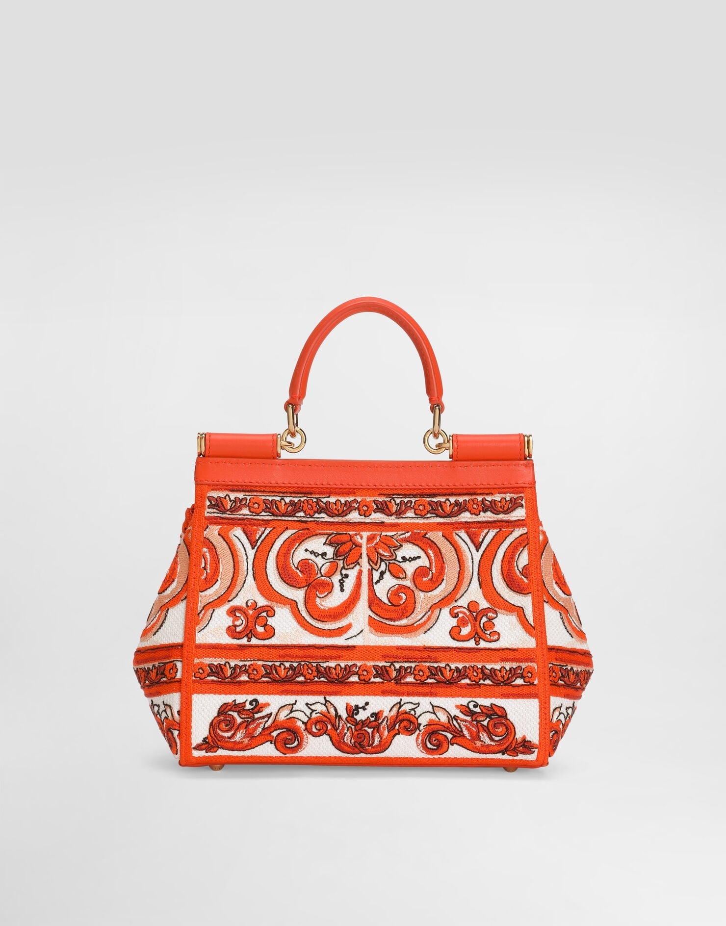 Small Sicily Handbag Leather Orange Gold-Toned Hardware