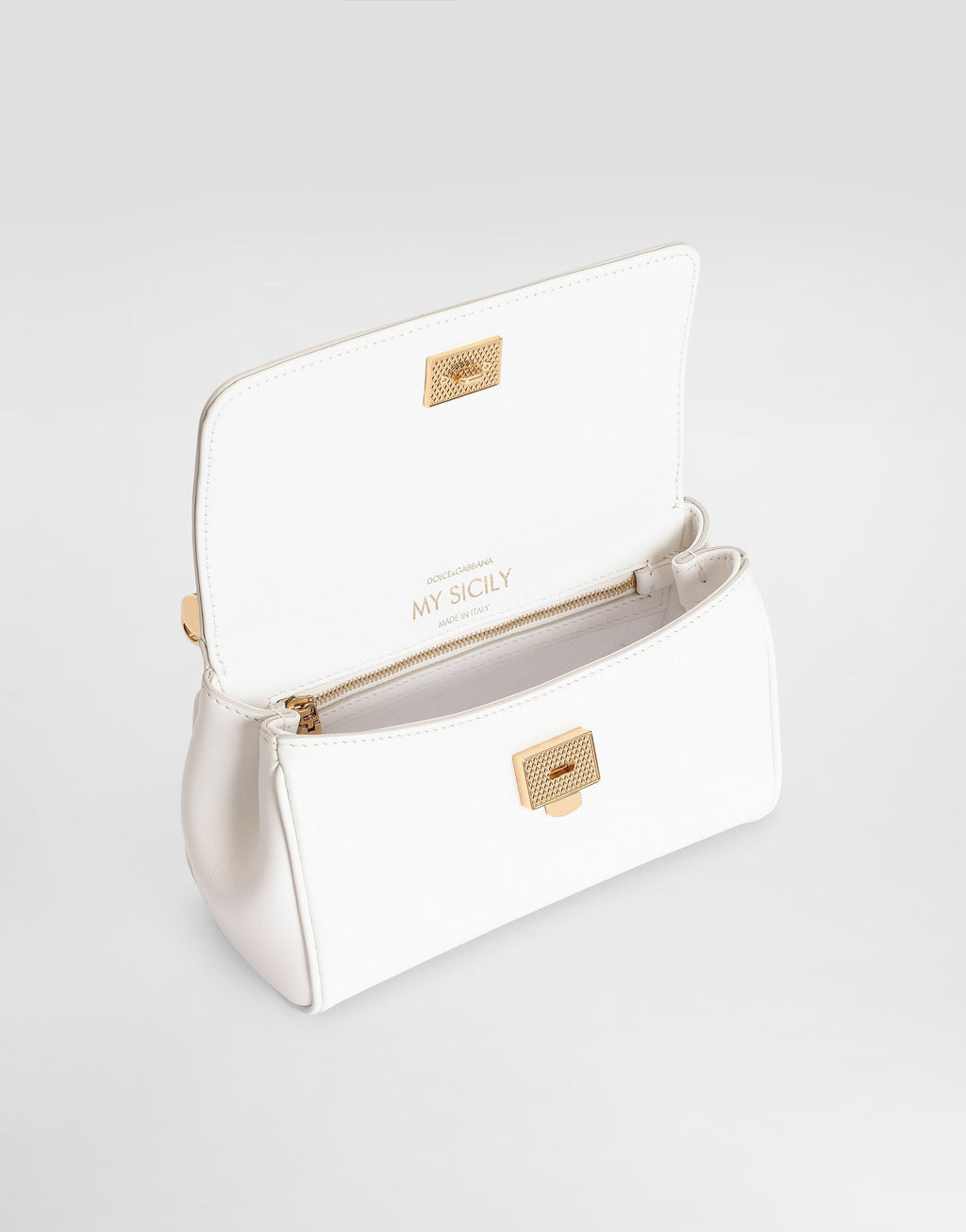 Mini My Sicily Handbag Plongé Calfskin Leather White Gold-Toned Hardware