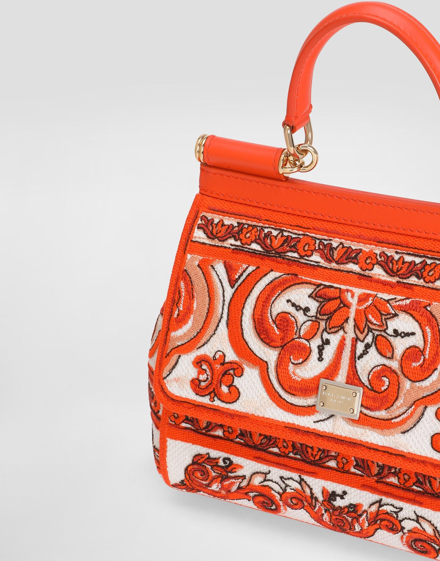 Small Sicily Handbag Leather Orange Gold-Toned Hardware