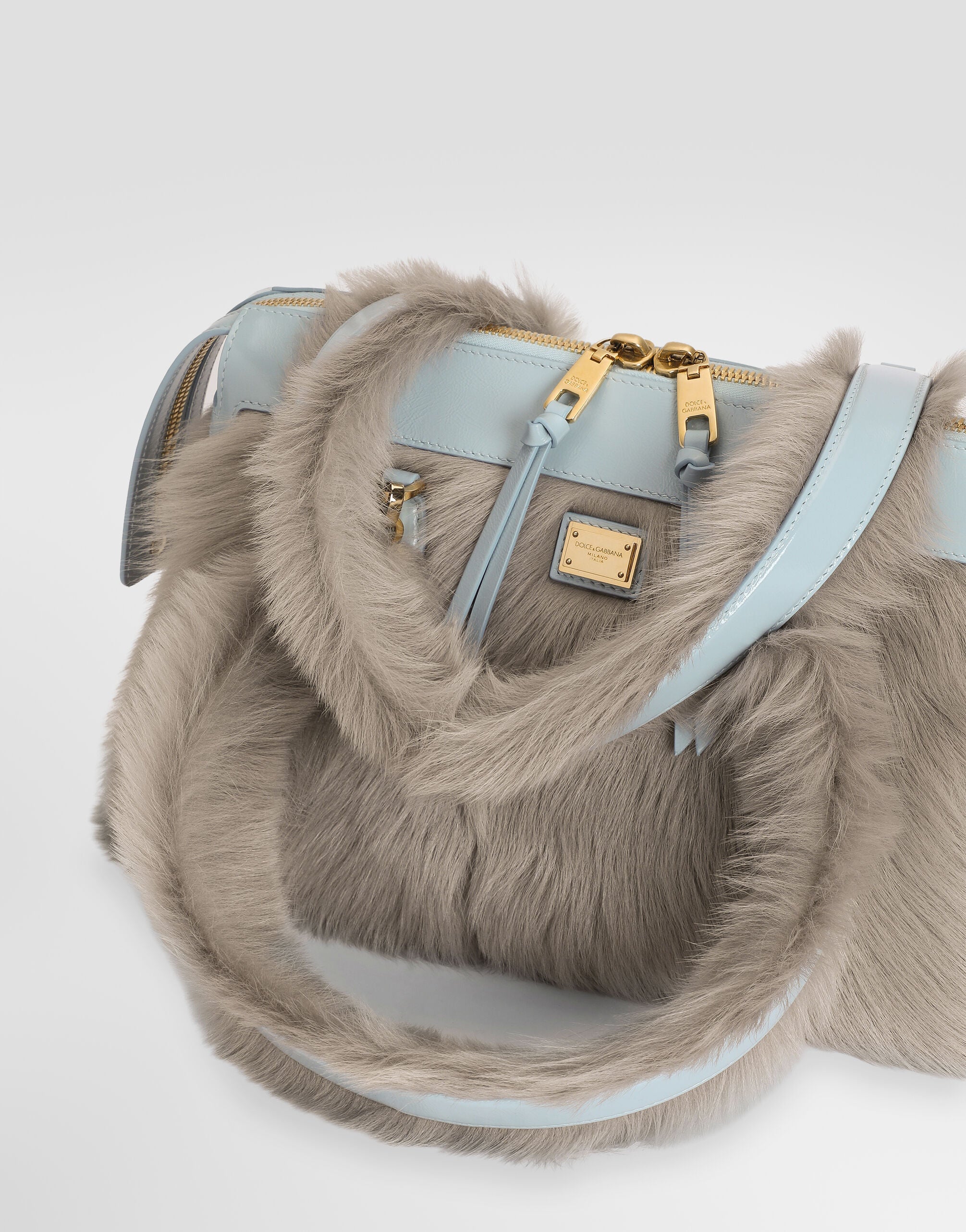 Vittoria Shoulder Bag Shearling Calfskin Multicolor Vintage Brass Hardware