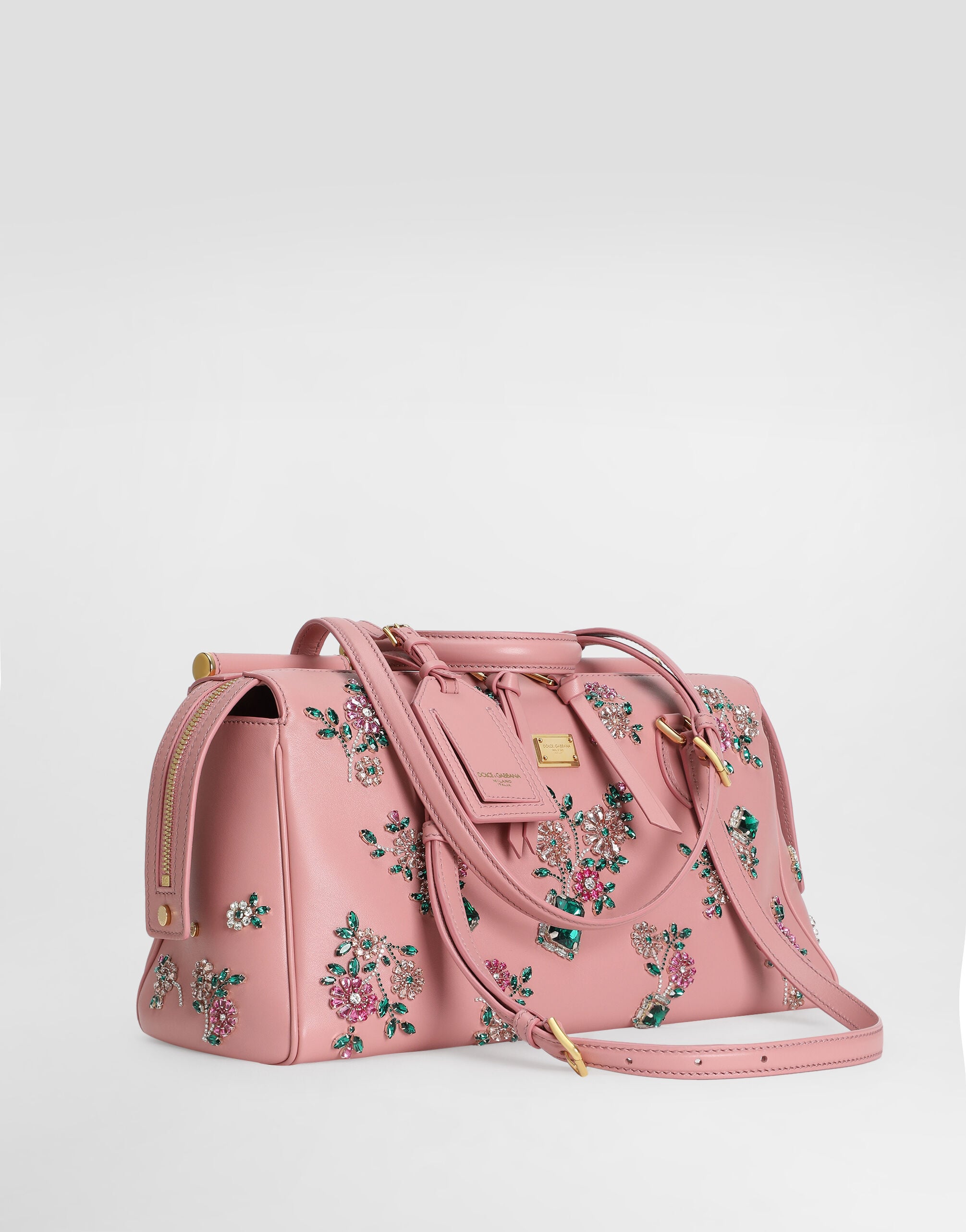 Medium Vittoria Handbag with Embroidery Multicolor Vintage Brass Hardware