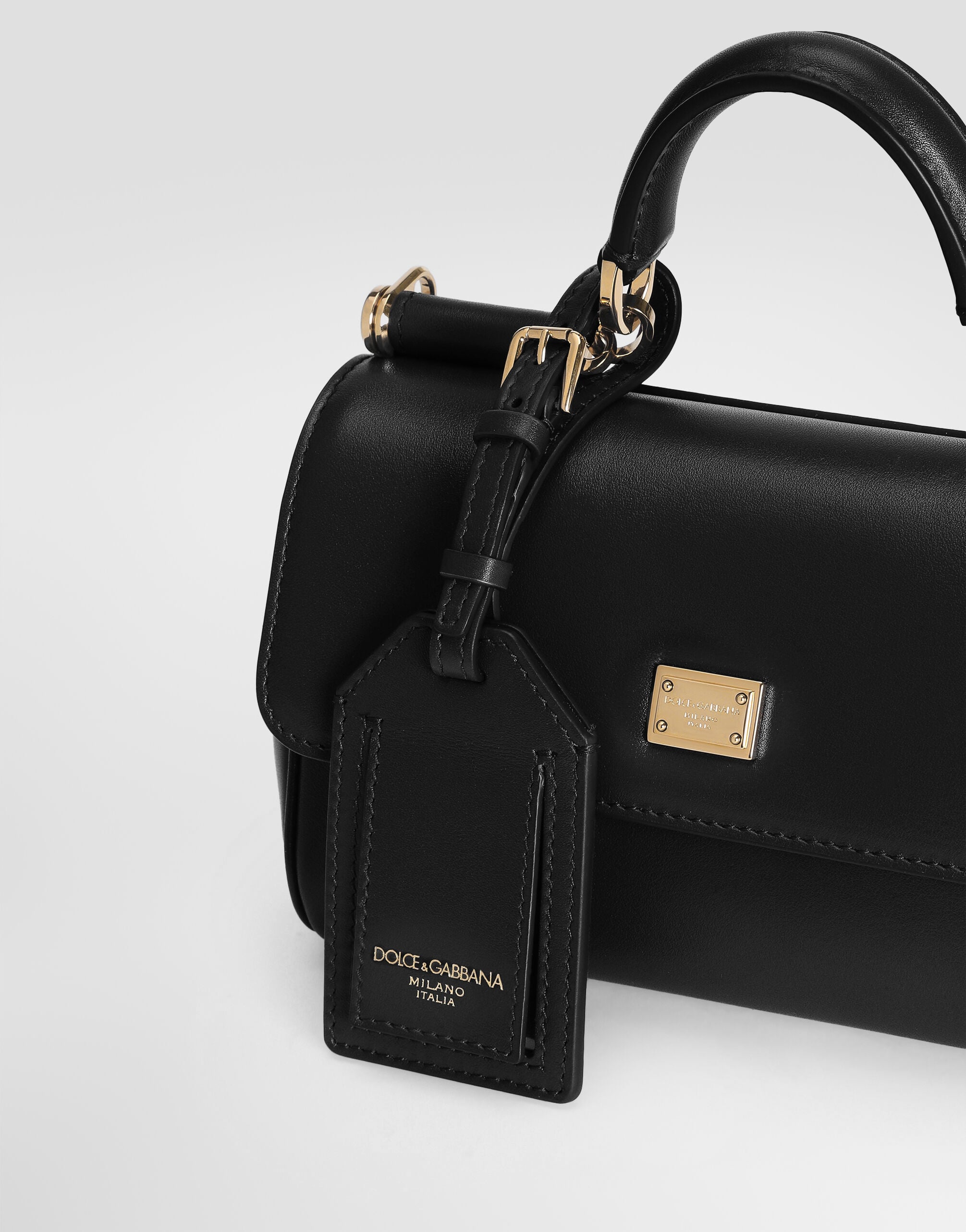 Mini My Sicily Handbag Plongé Calfskin Black Vintage Brass Hardware