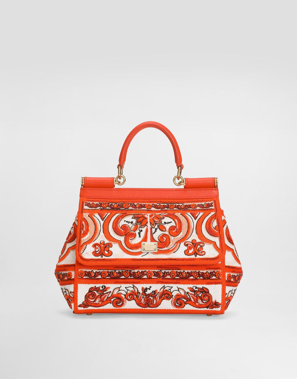Small Sicily Handbag Leather Orange Gold-Toned Hardware