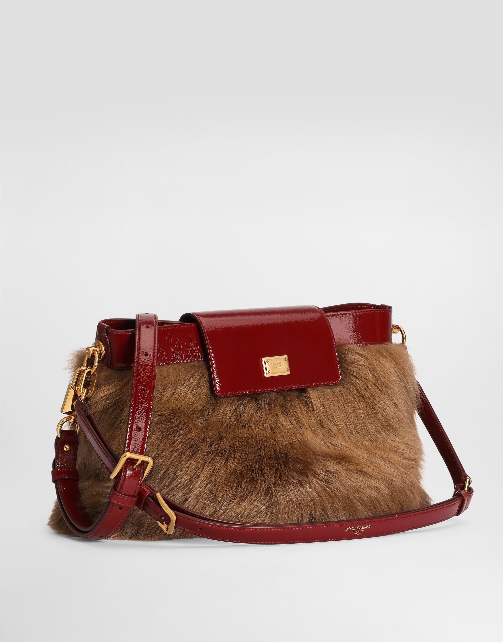 Vittoria Shoulder Bag Fur and Calfskin Multicolor Vintage Brass-Toned Hardware