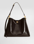 Large Vittoria Shoulder Bag Calfskin Brown Vintage Brass Hardware
