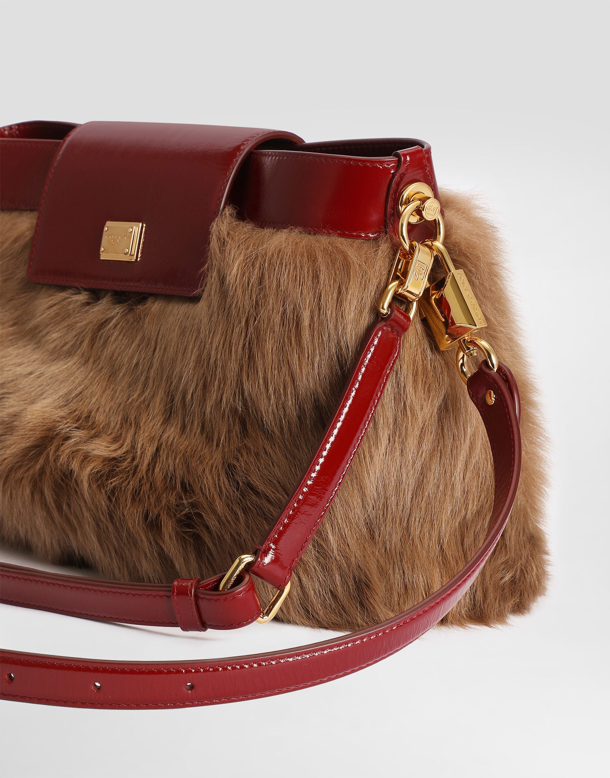 Vittoria Shoulder Bag Fur and Calfskin Multicolor Vintage Brass-Toned Hardware