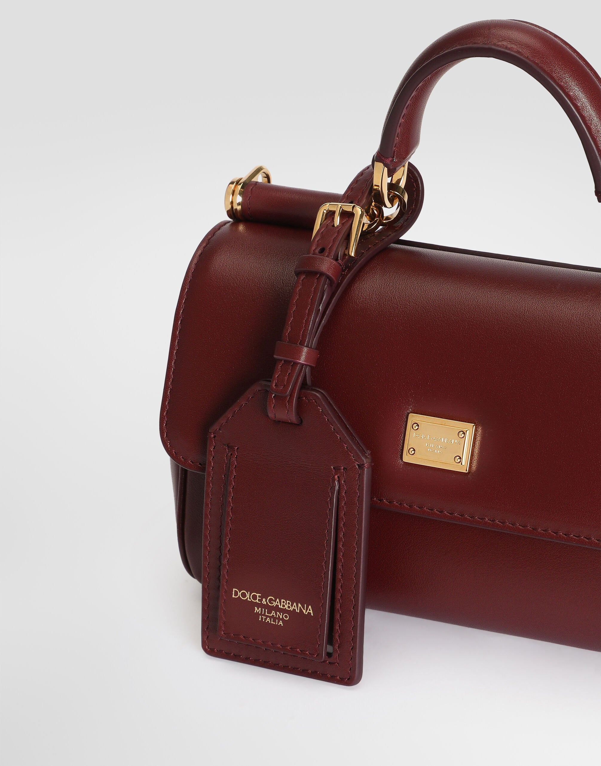 Mini My Sicily Handbag Plongé Calfskin Leather Bordeaux Brass-Toned Hardware
