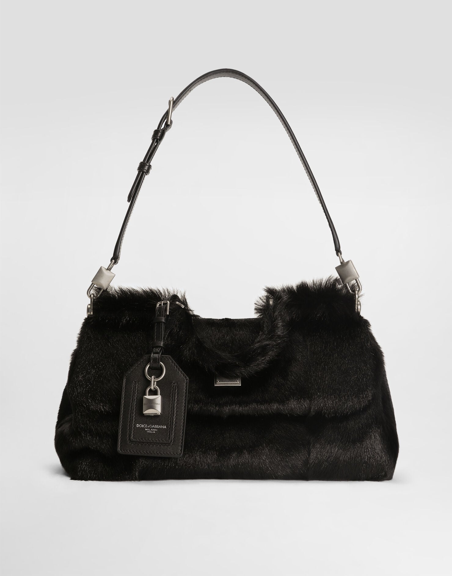 My Sicily Handbag Kid Goat and Plongé Calfskin Black Miami Palladium Plating