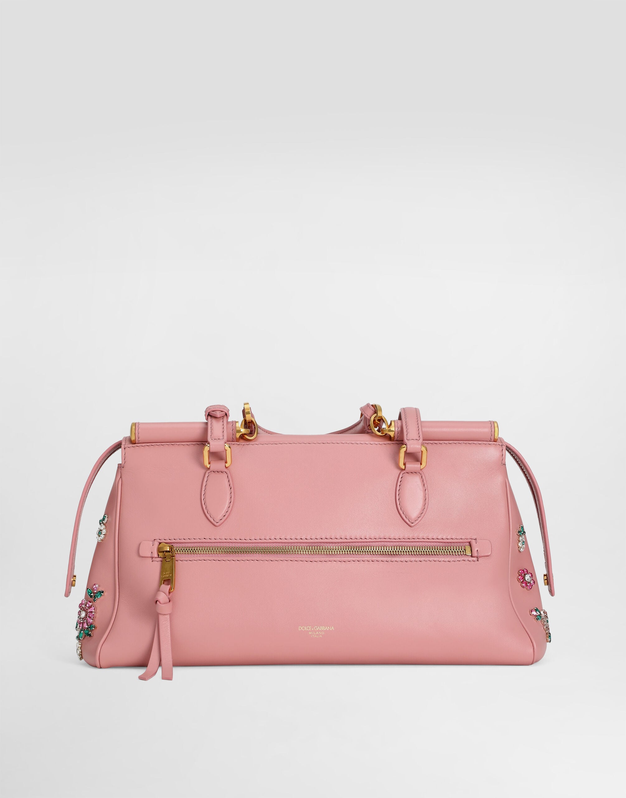 Medium Vittoria Handbag with Embroidery Multicolor Vintage Brass Hardware