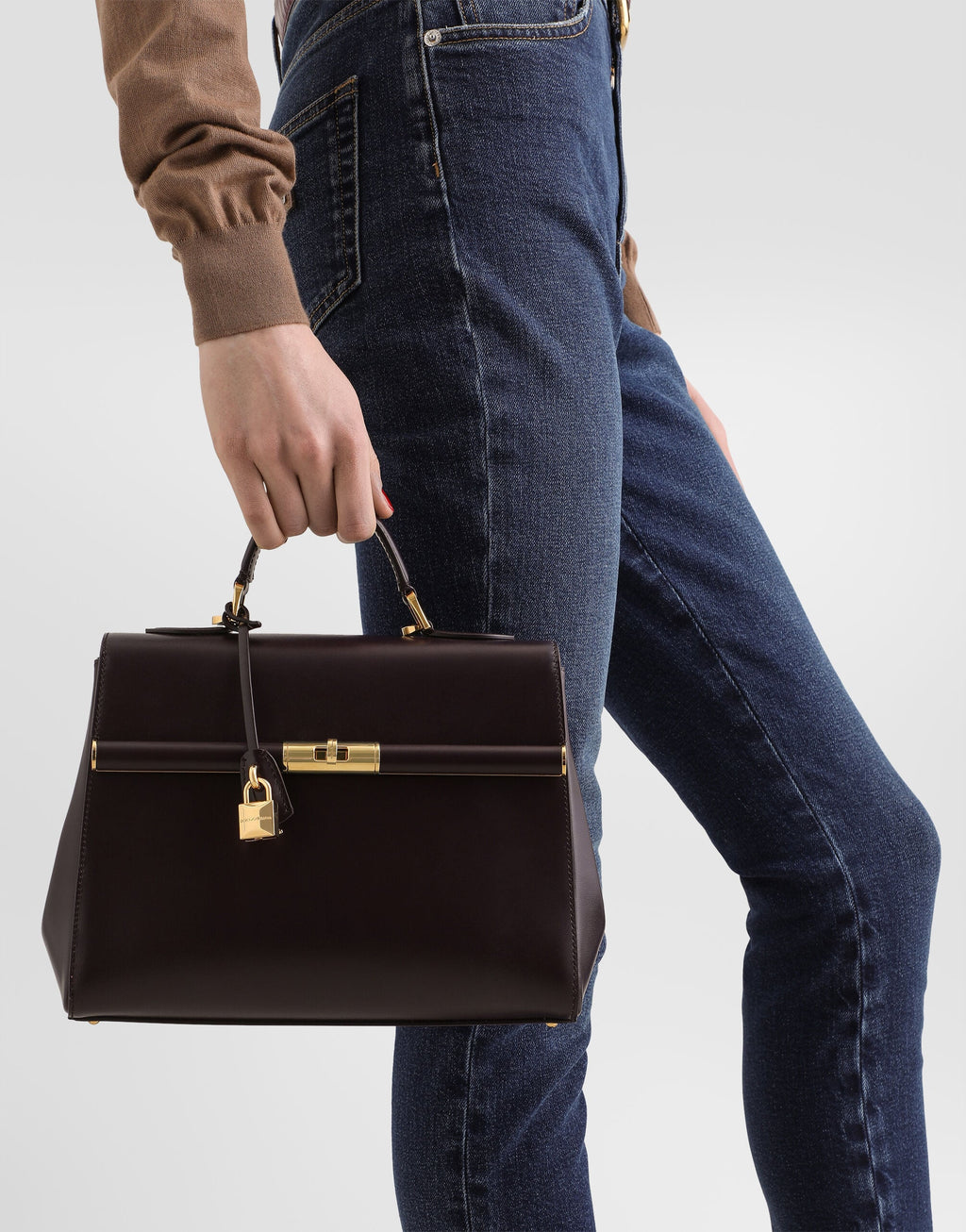 Marlene Handbag Palmellato Calfskin Bordeaux Vintage Brass-Toned Hardware