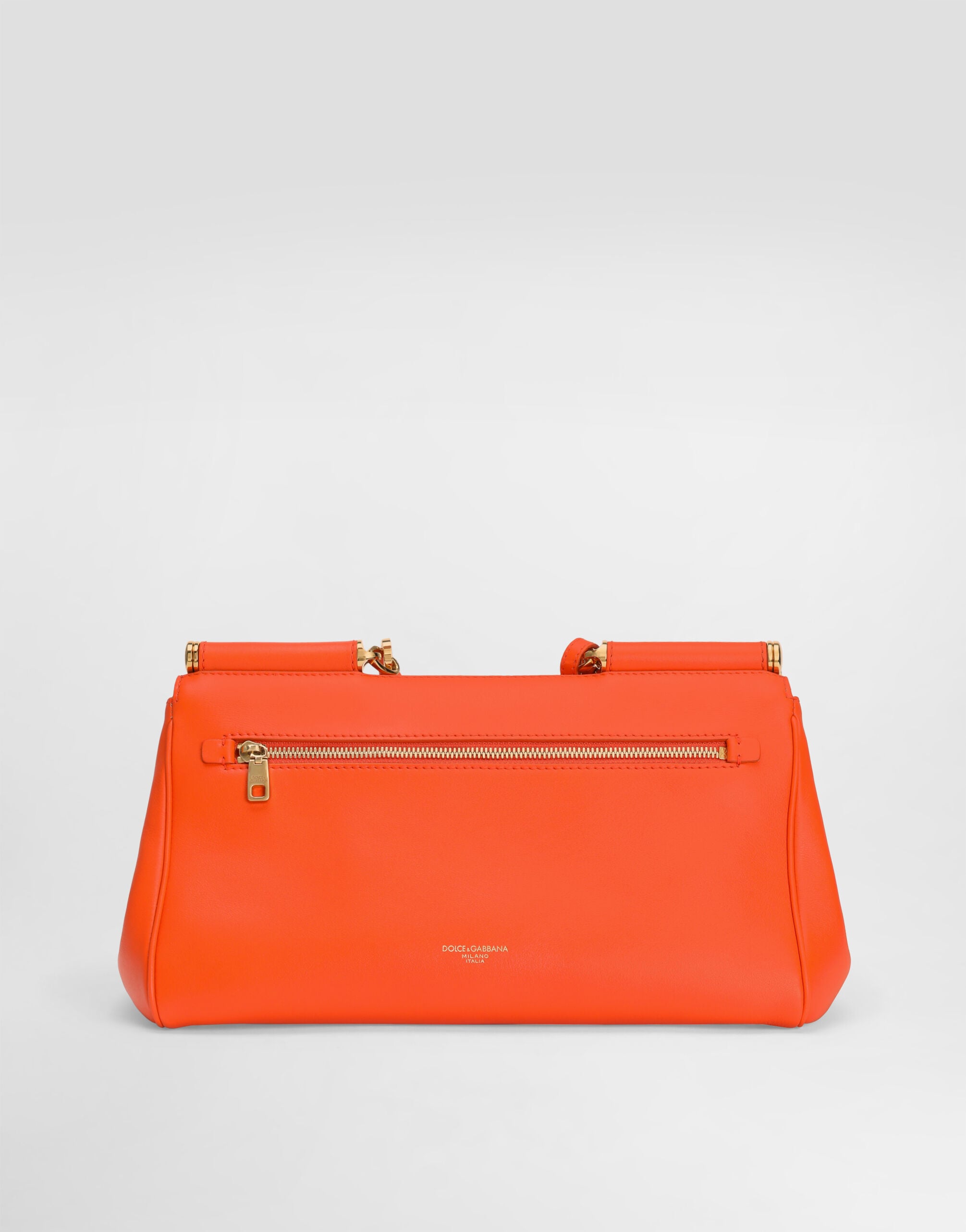 Medium My Sicily Handbag Plongé Calfskin Leather Orange Gold-Toned Hardware