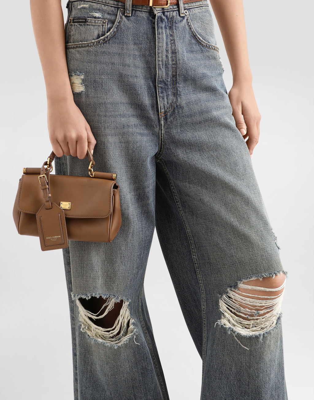 Mini My Sicily Handbag Plongé Calfskin Brown Vintage Brass Hardware