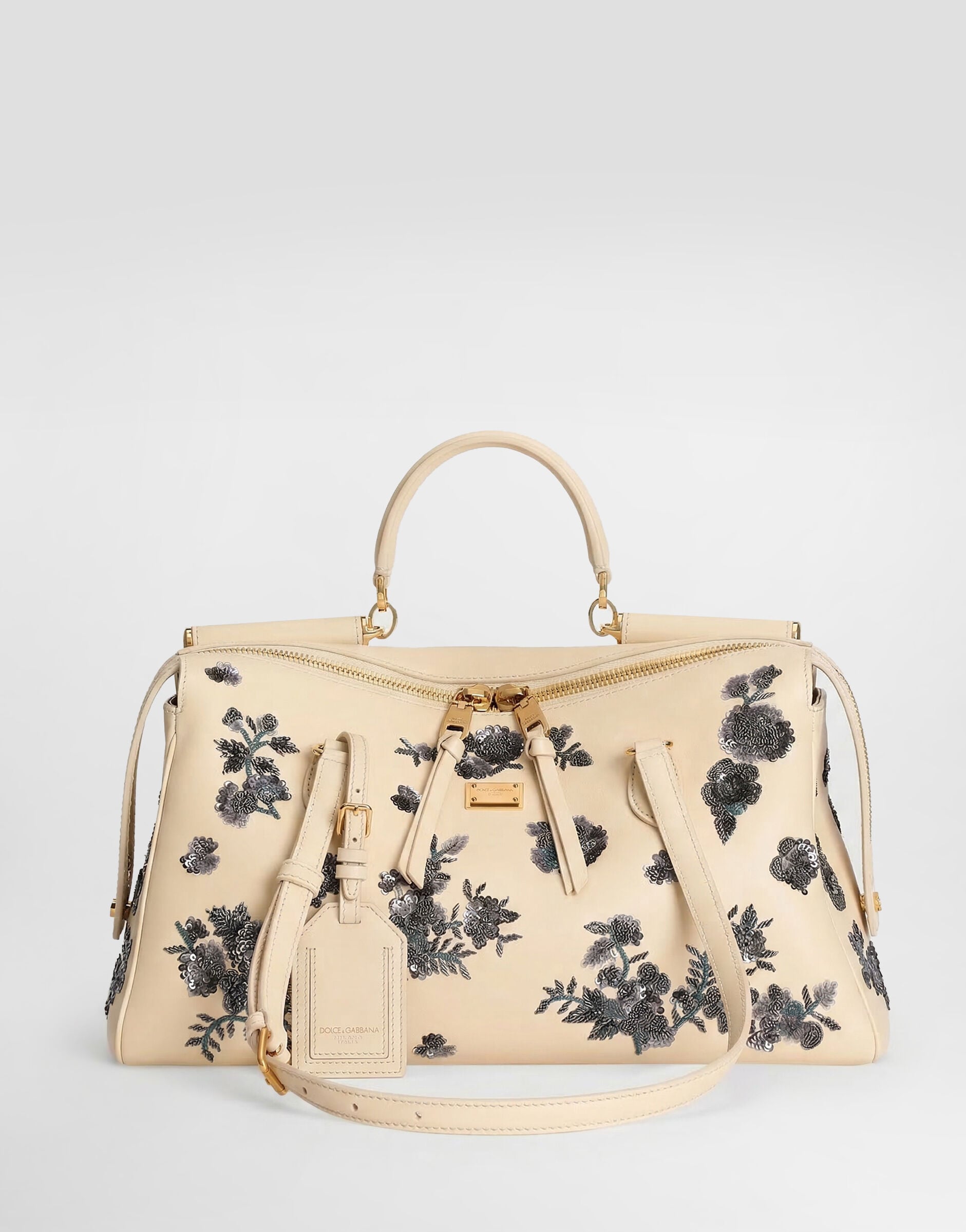 Medium Vittoria Handbag with Embroidery Multicolor Vintage Brass Hardware