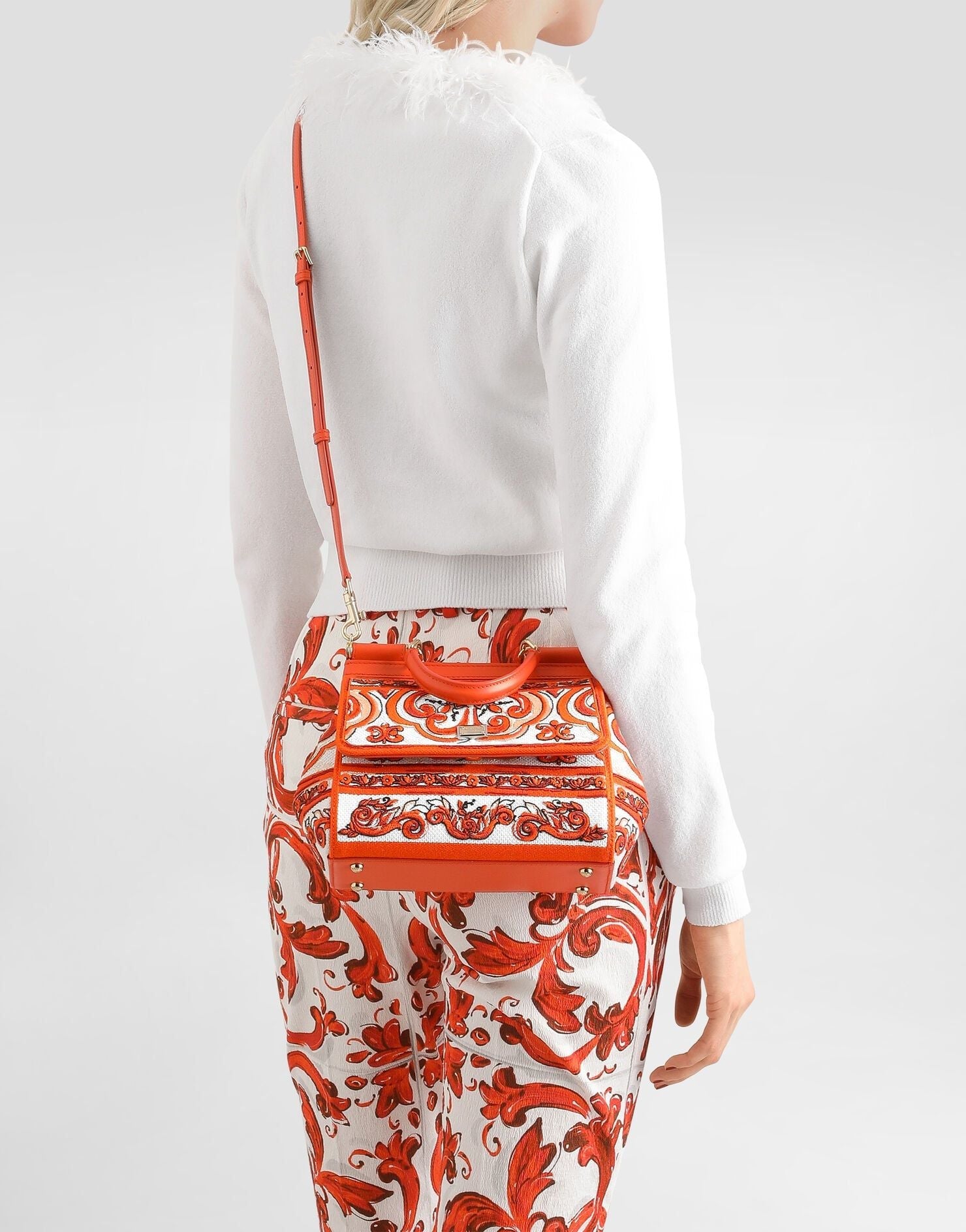 Small Sicily Handbag Leather Orange Gold-Toned Hardware
