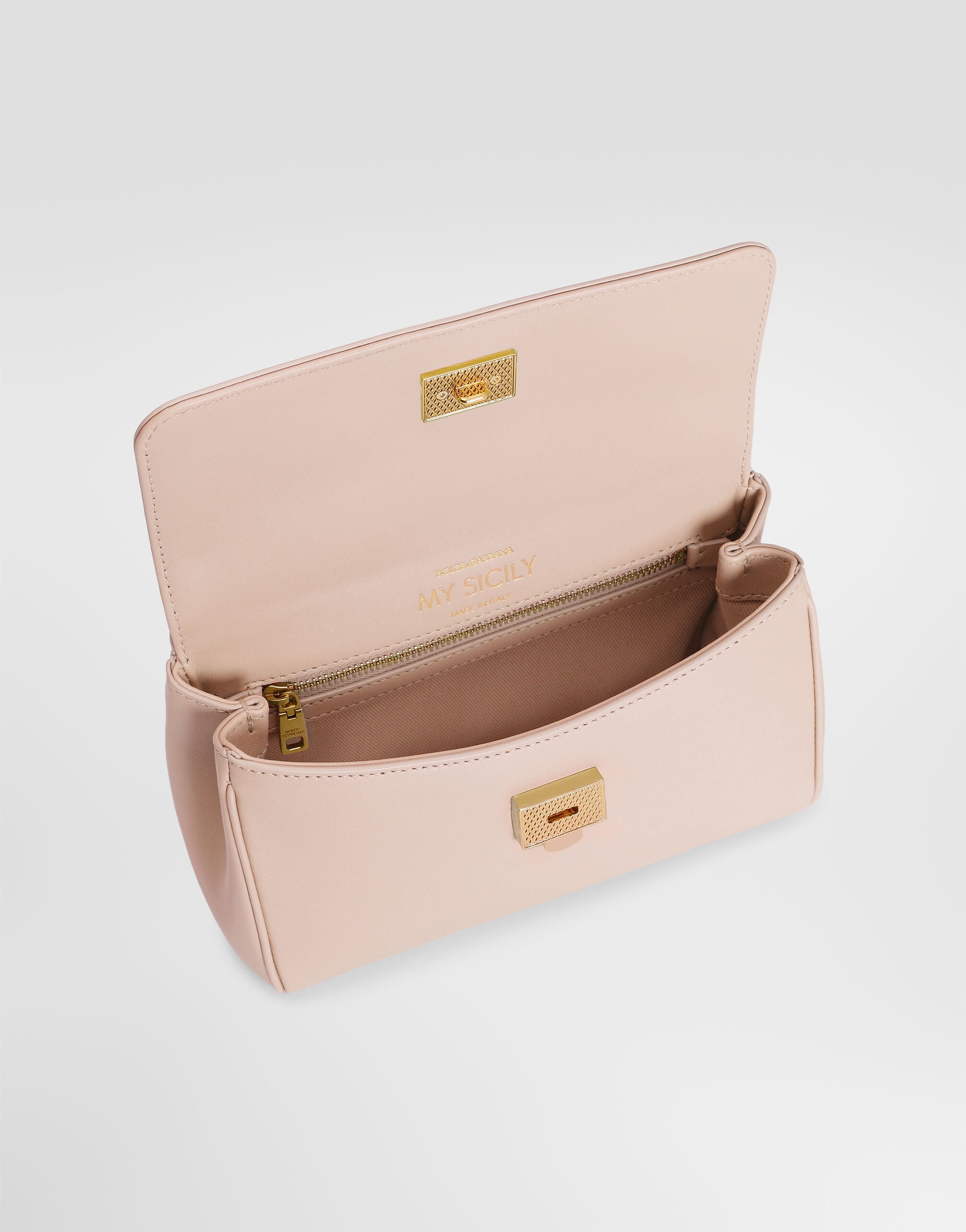 Mini My Sicily Handbag Plongé Calfskin Beige Vintage Brass Hardware