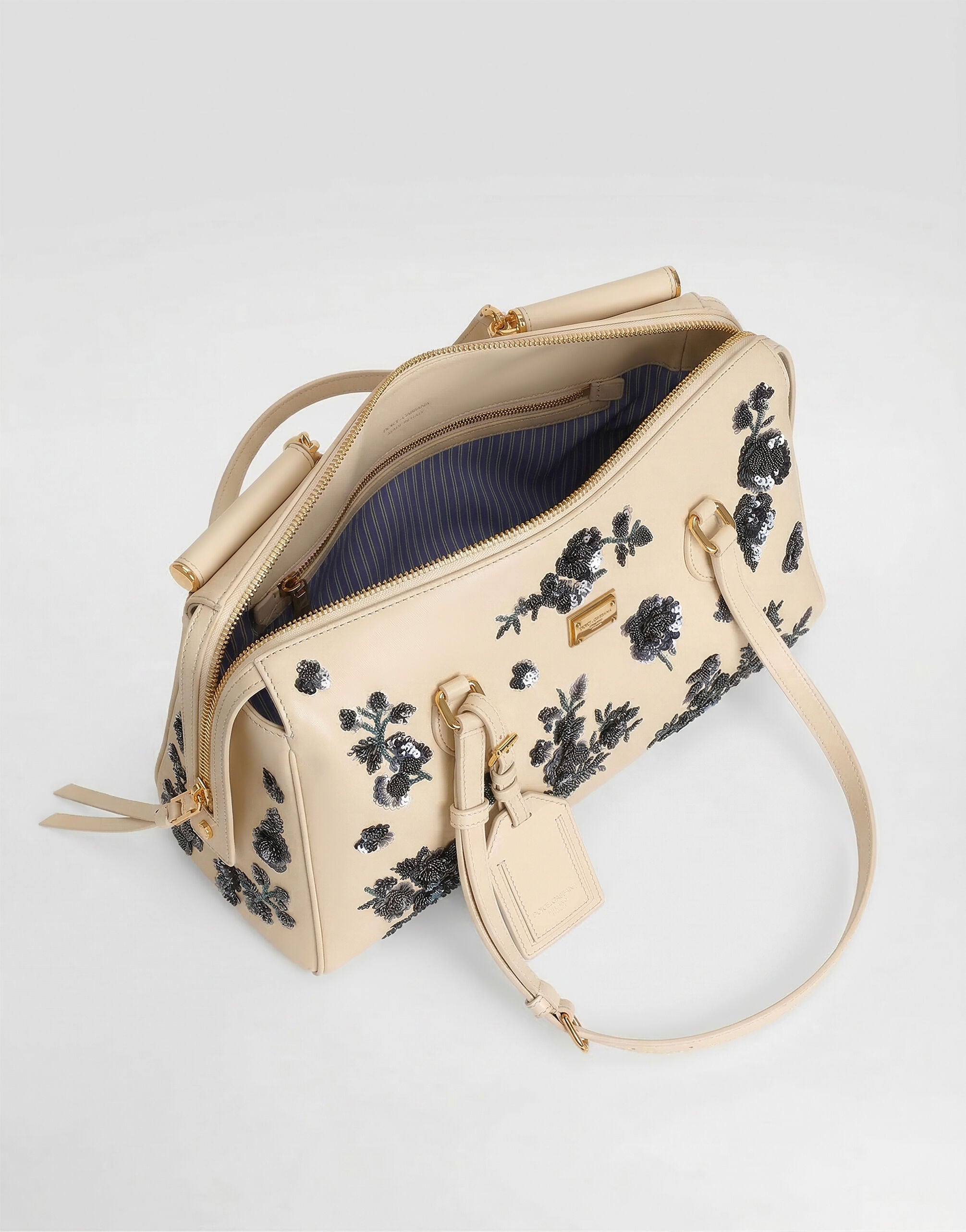 Medium Vittoria Handbag with Embroidery Multicolor Vintage Brass Hardware